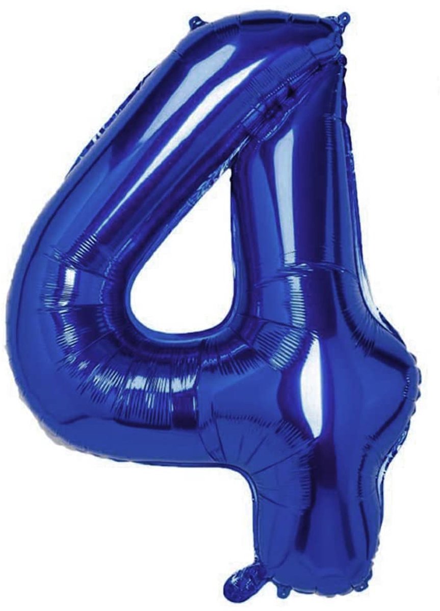verjaardag donkerblauw nummer 4, 105cm gigantische decoratief folieballon, helium, cijferballon ideeak voor feestjes,jubileum, verjaardag