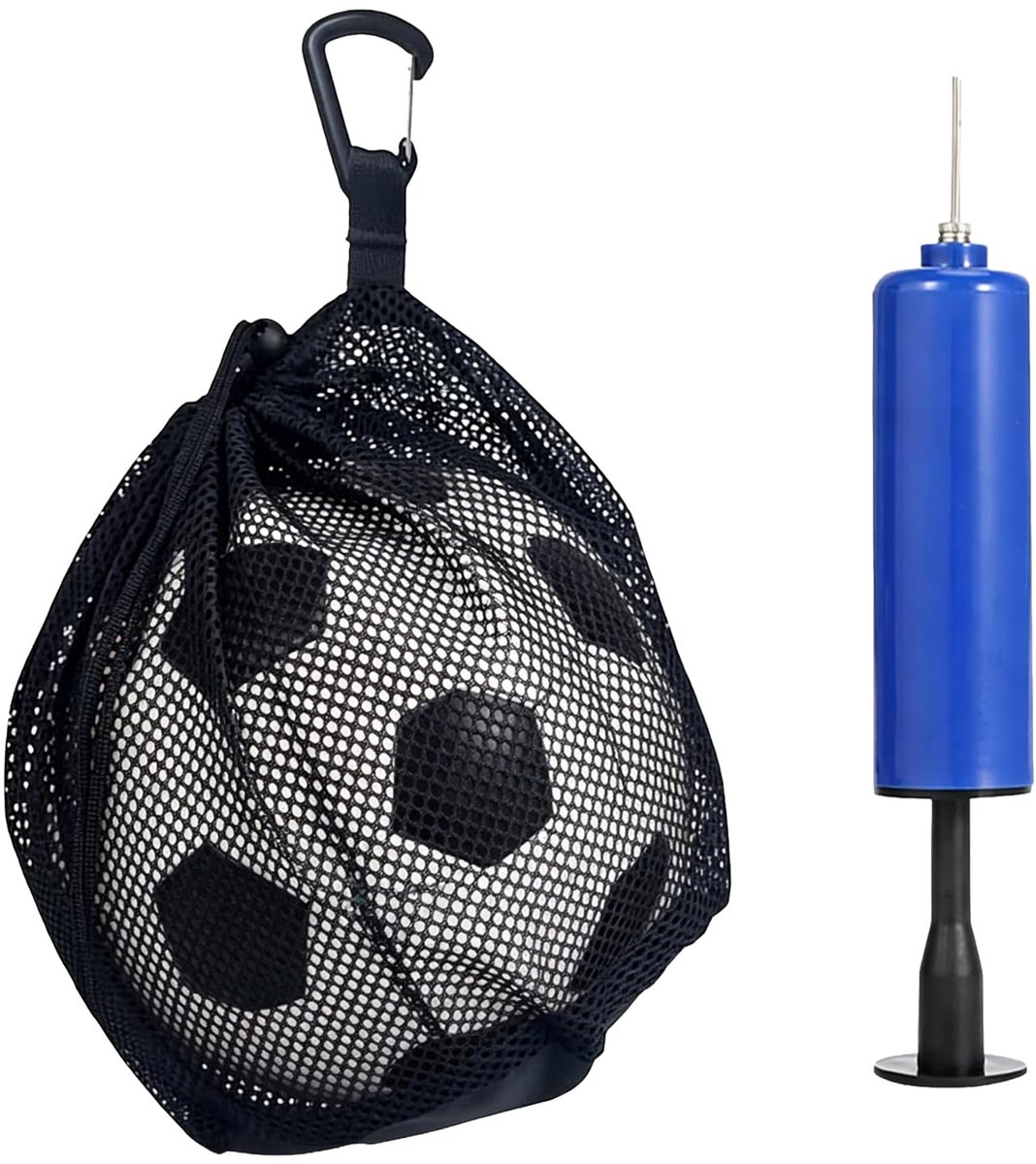 baltas, zwart met koord, sportrugzak voor basketbal, voetbal, tennis en volleybal, inclusief luchtpomp en metalen naald, netvak voor uitrusting