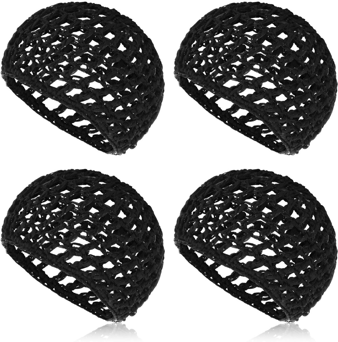 2 stuks mesh gehaakte slaapcap zachte rayon gebreide ademende haarwrap beanie voor nacht en douchen zwart haarnetaccessoires