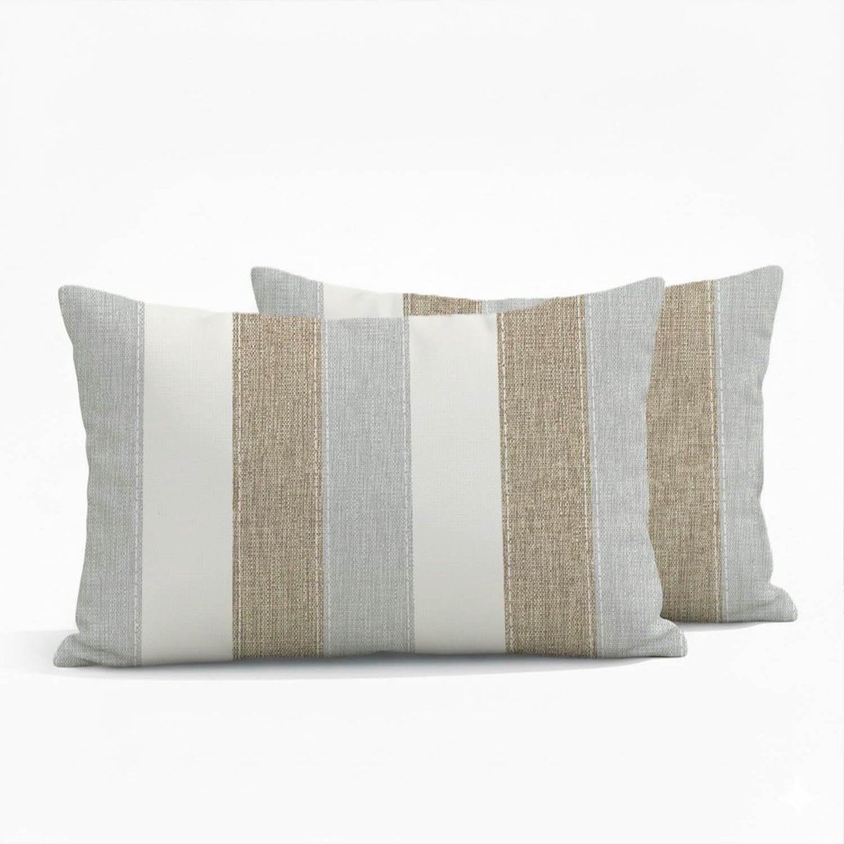 SnelShoppen - Kussensloop 30 x 50 cm Gestreept Patroon Beige Grijs, Decoratieve Kussenhoezen, Moderne Kussens, Vintage Bankkussenhoes voor Woonkamer,