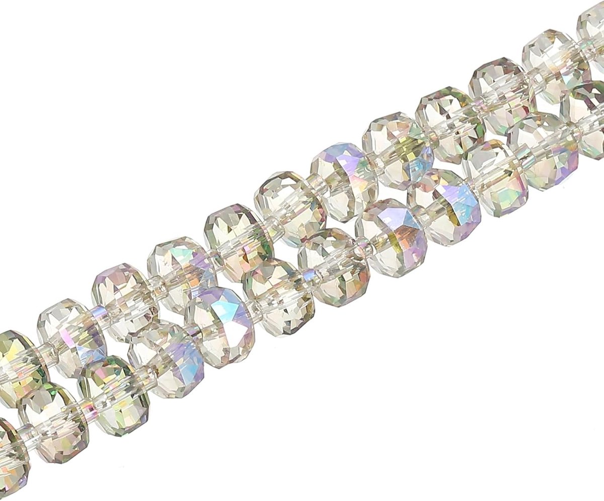 75 stuks 8 mm OD 5 mm dikke kristallen glaskralen, rondelle kristallen kralen, facet geslepen edelsteen streng met afstandskralen voor handwerk, armband, ketting, paars