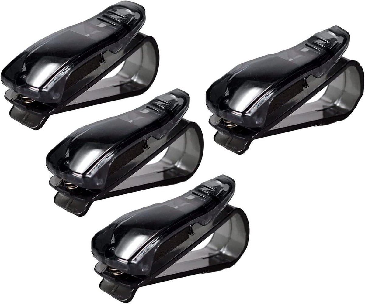 4 stuks auto bril houder zonnebril clip multifunctionele zonneklep clip auto ticket kaart clip houder auto voertuig accessoires (zwart)