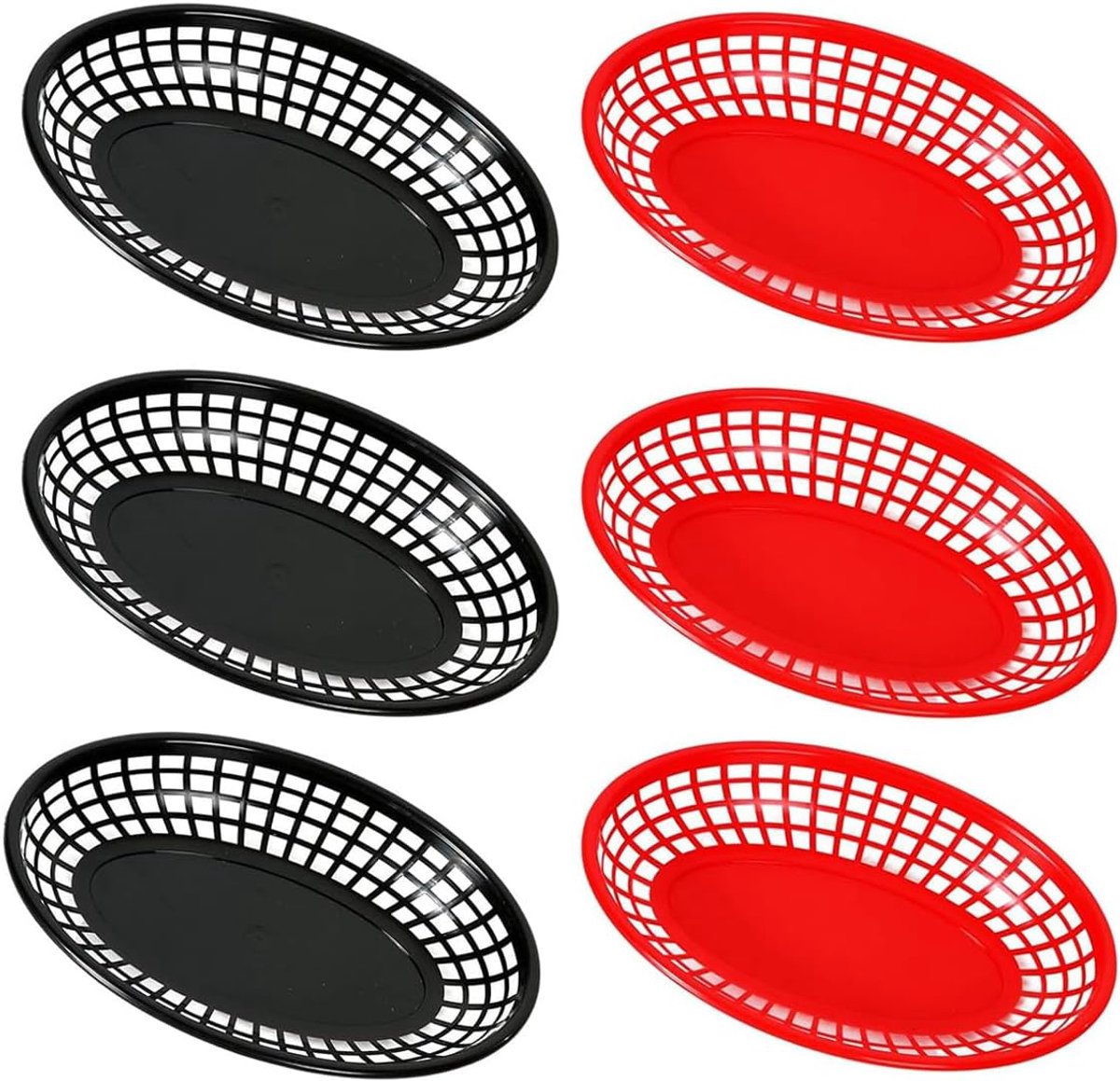 Zee 6PCS Herbruikbare Plastic Snackbak Ovale Fruitmand voor Hotdogs Burgers Snoepjes Fruit Picknick Barbecue Party Accessoires