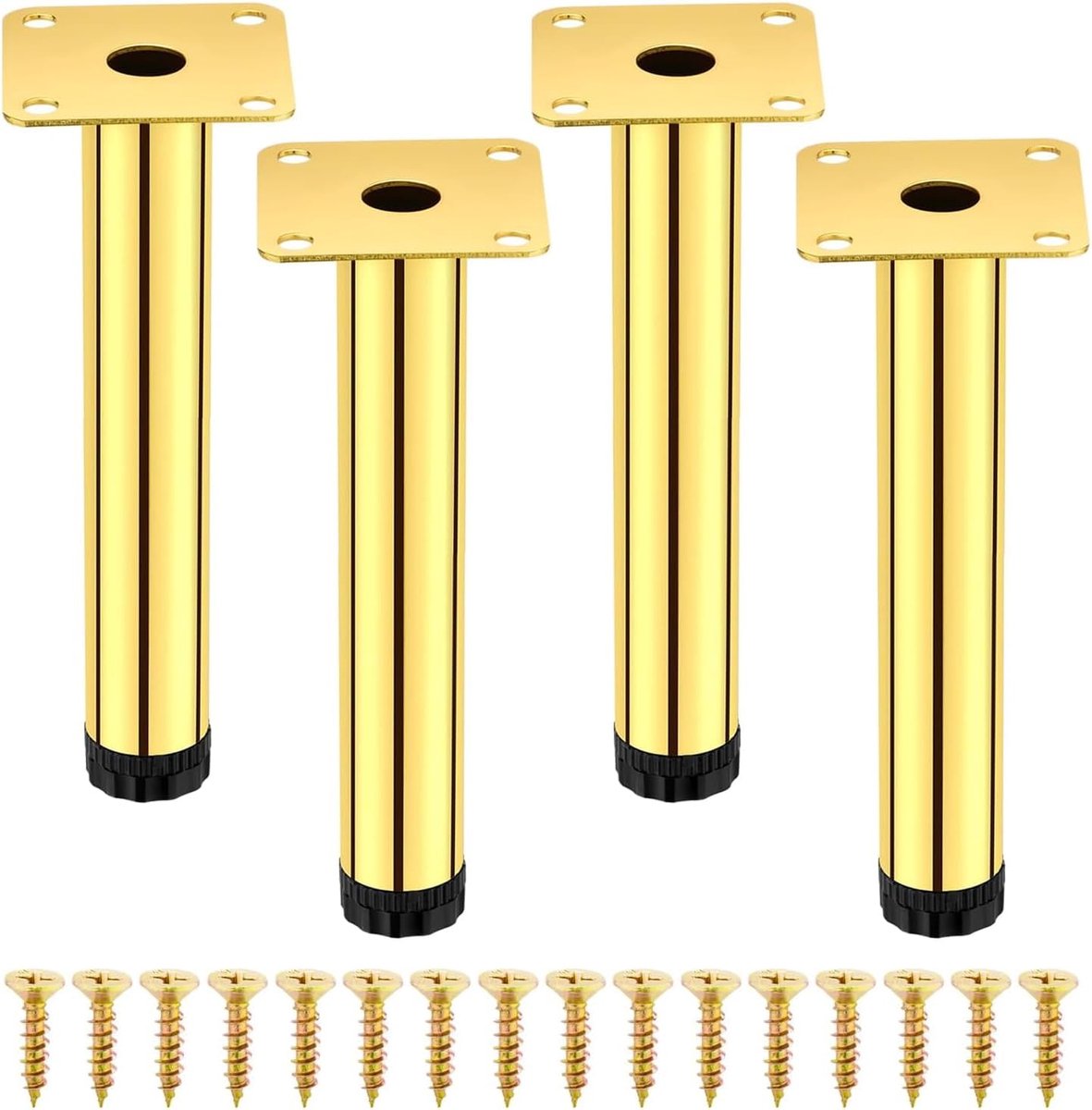 Poten - set van 4, 10 cm verstelbare meubelpoten voor dressoir, kast, keukenplanken, bank, tafel, stoel, bureau, kast (goud)