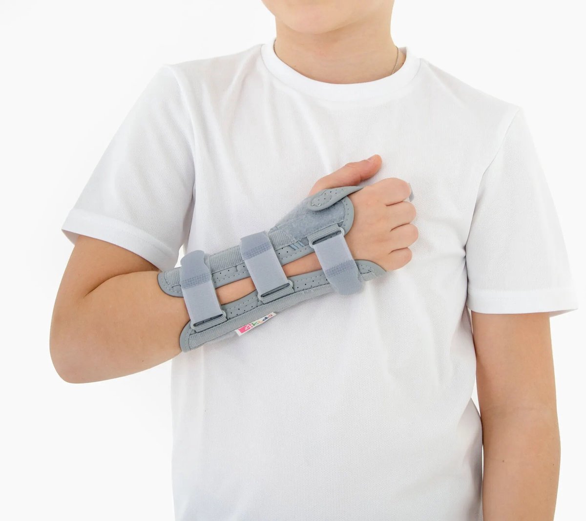 Reh4Mat Kinder Polsbrace met Aluminium Spalk - Polsspalk voor polsondersteuning - Links - Mt 1 (2 tot 6 jaar)