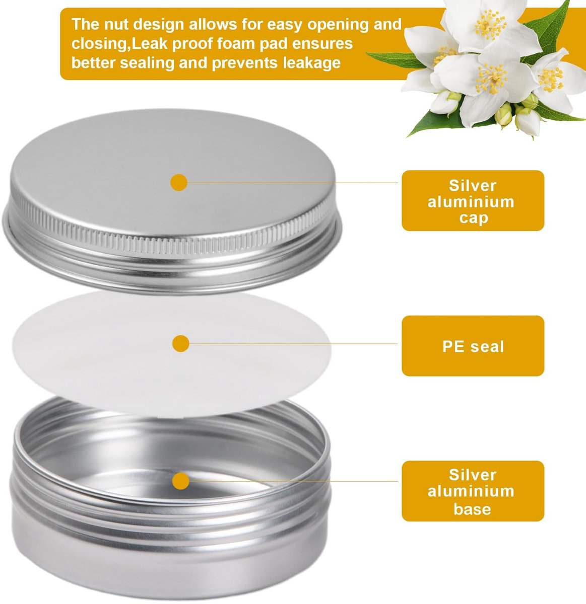 Dailygoods- Cosmetic Containers 24 Stuks - Aluminium Potjes - Zwart - 60 ml - Met Schroefdeksel - Lichtgewicht en Duurzaam - Opbergpotjes