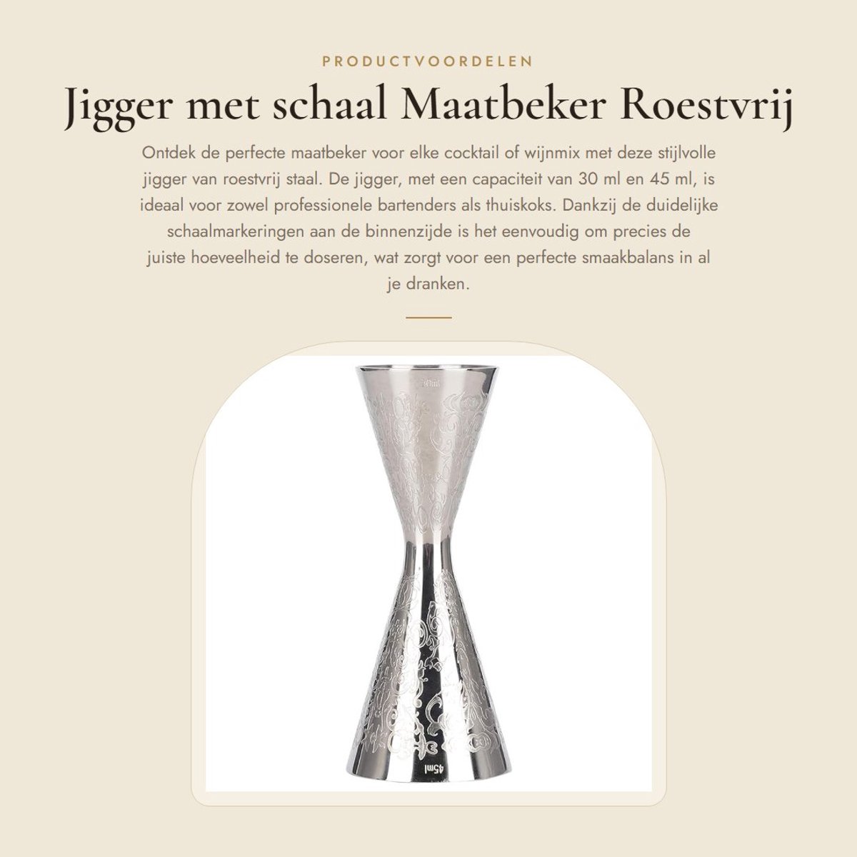 Dailygoods- Jigger 30/45 ml - Roestvrij Staal 304 - Maatbeker - Bar Accessoires - Duidelijke Schaalmarkeringen - Comfortabele Grip