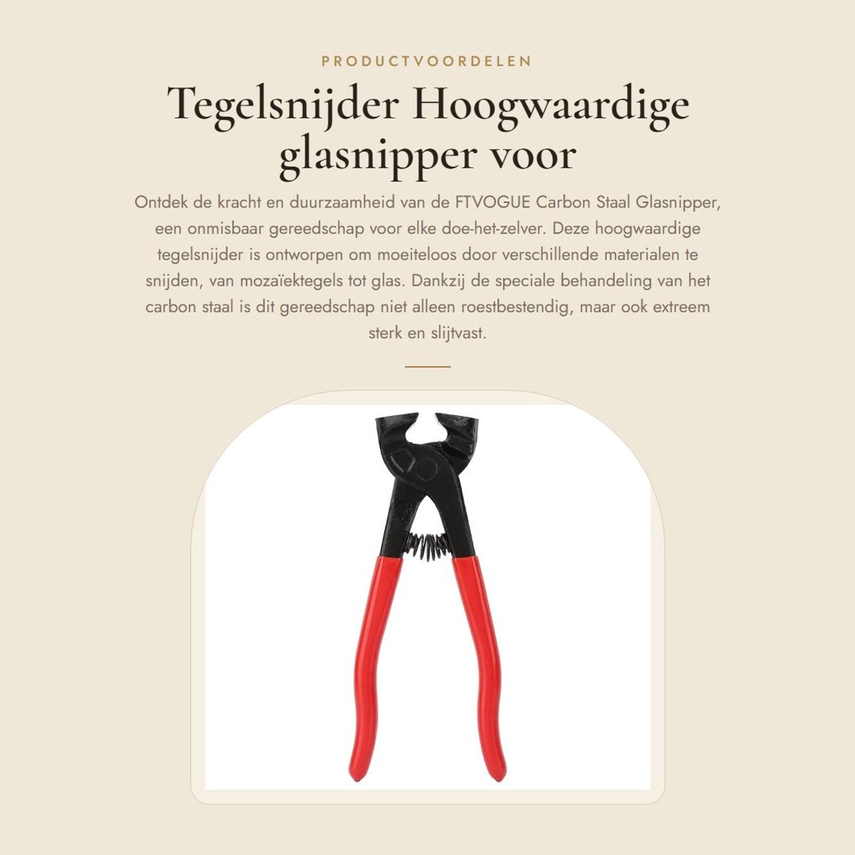 Dailygoods- Glasnipper Hoogwaardige Carbon Staal - Tegelsnijder - Duurzaam Gereedschap - Ergonomische Handgreep - Hoge Hardheid - Efficiënt Snijden