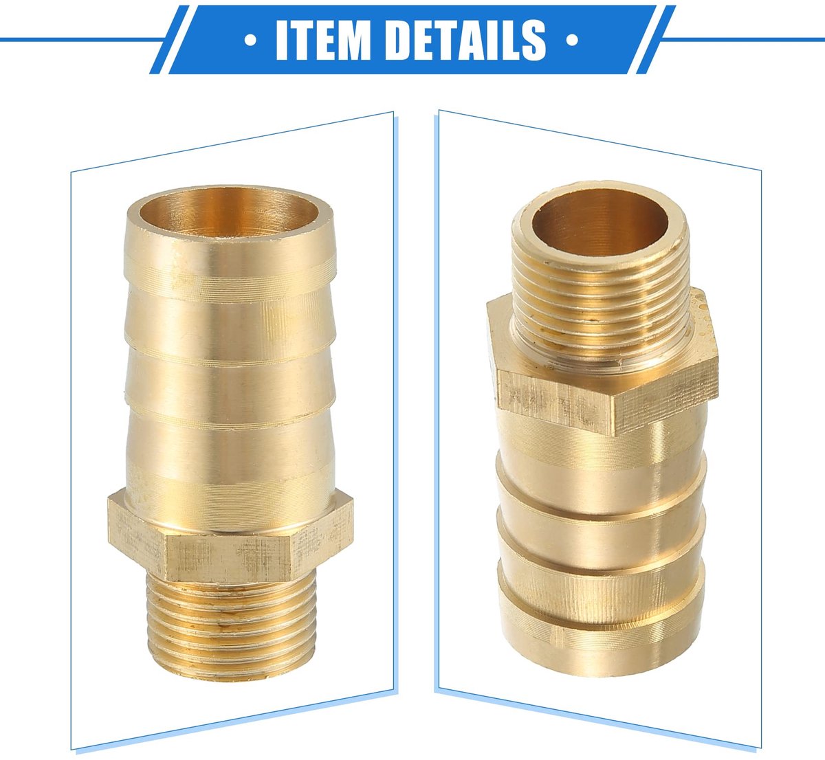 Dailygoods- Slangaansluiting Messing - Connector 3/8'' NPT - Universele Pasvorm - Gouden Kleur - Buitendiameter 19mm - Corrosiebestendig - Pijpconnector