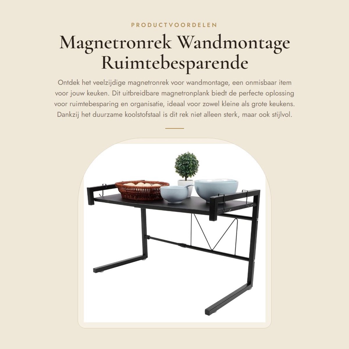 Dailygoods- Magnetronrek uitbreidbaar - 2-laags Keukenrek - Wandmontage - Ruimtebesparend - Aanrechtorganisator - Zwaar werk berekend - Keukenplank