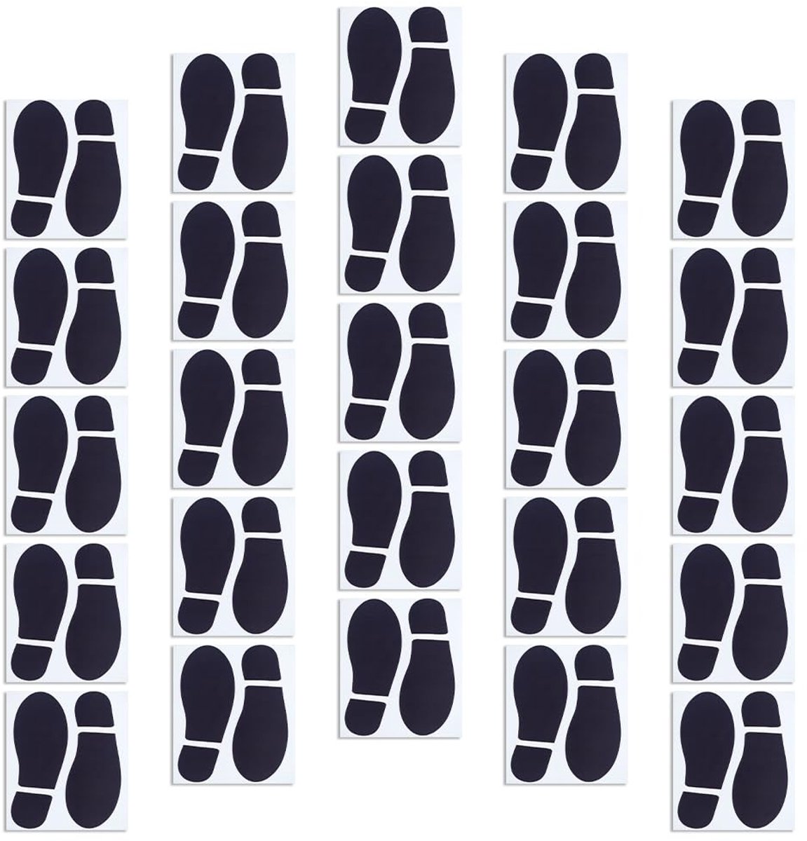 Dailygoods- Vloerstickers 25 Paar - Zwarte Schoenstickers - Voetafdruk Vloerstickers - Waterdicht PP - Antislip - Goede Kleefkracht