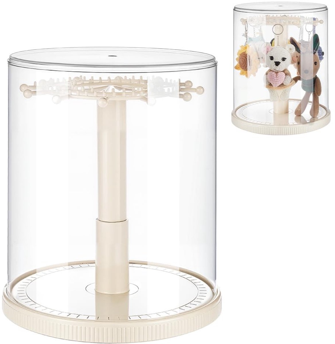 Dailygoods- Vitrinekast 360° draaibaar - Transparante Poppenvertoningskast - Opbergdoos voor Actiefiguren - Stevige Displaybox - Lichtgewicht ABS Kunststof - Ideaal voor Verzamelaars - Displaykast