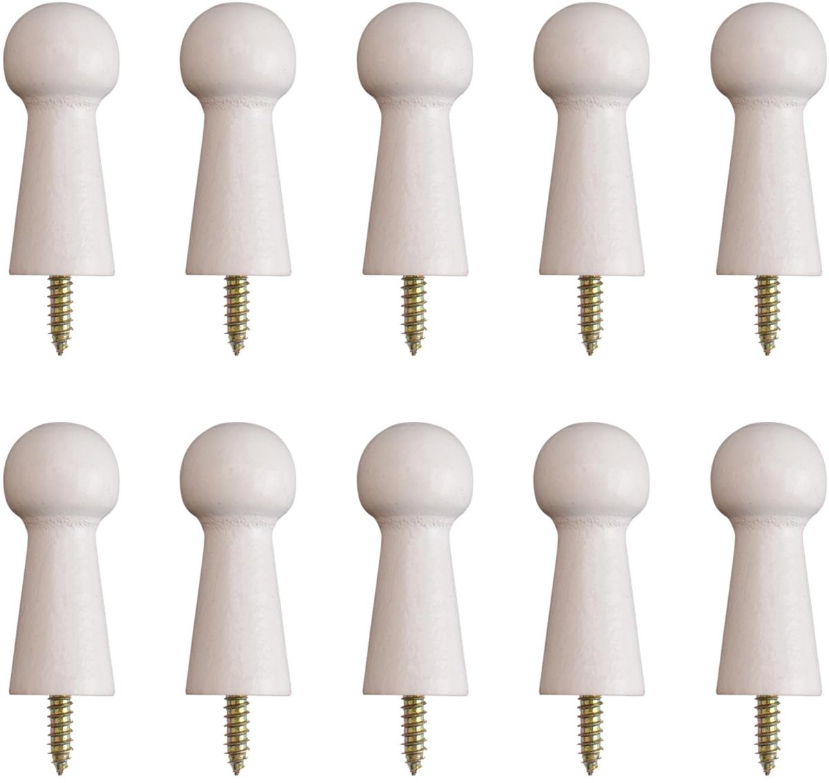 Dailygoods- Kapstokhaken 10 Stuks - Houten Haken - Schroefbare Hoedhaak - Decoratieve Wandhaken - Natuurlijk Hout - Lengte 40 mm