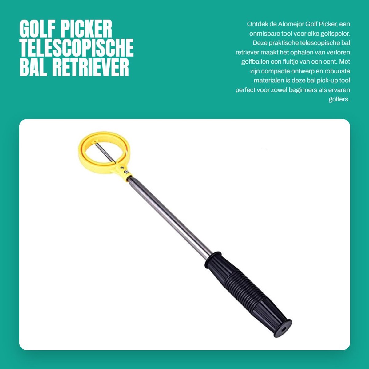 Dailygoods- Golfbal Retriever Telescopisch - Compact Pick-Up Tool - Antenne Bal Retriever - Golfaccessoire - Lichtgewicht - Verstelbaar - Golfbalophaler