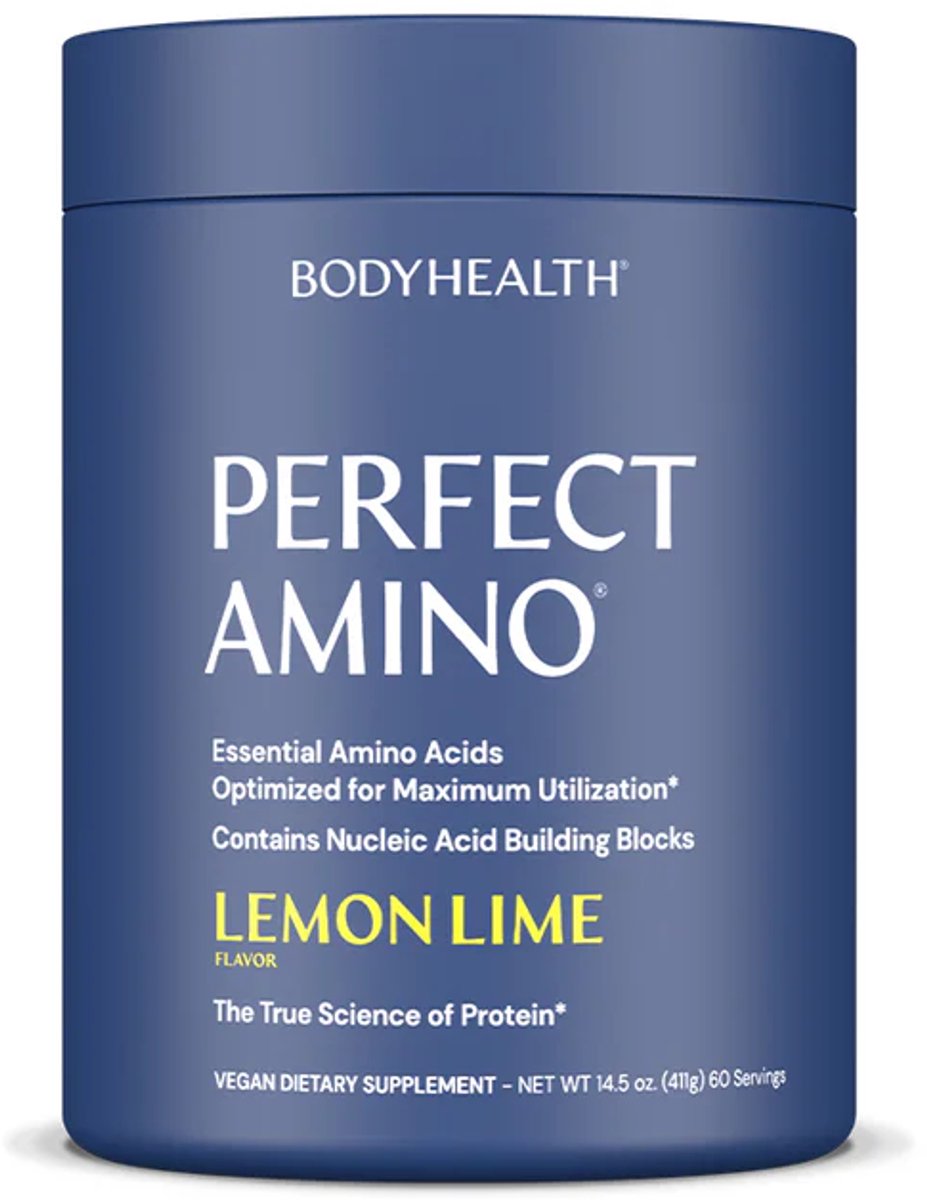 BodyHealth Perfect Amino Powder Lemon Lime - 60 Porties - Essentiële Aminozuren EAA - Vegan Amino Acid Poeder