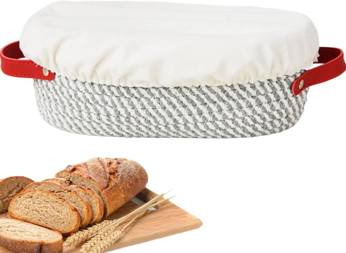 Broodmand - Rijsmand deeg - Brood bakken - Met voering en deksel - 265 x 144 x 144 cm