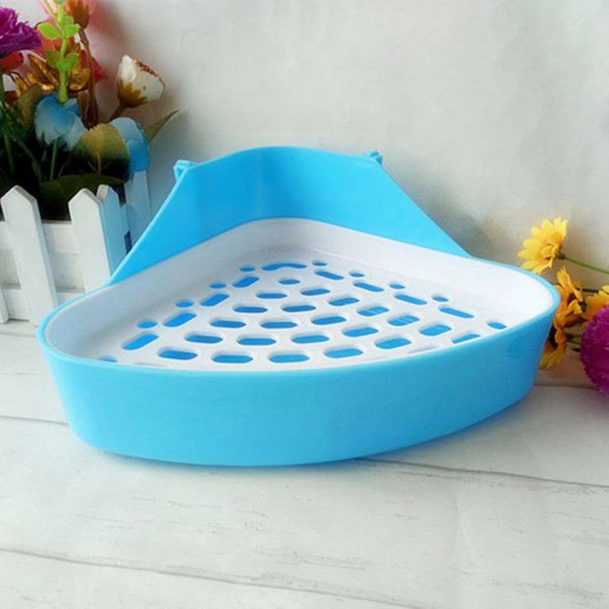 Konijnentoilet - Potjestrainer Kleine Dieren - Zindelijkheid Trainen - Afneembare Kooi - 24.5 x 17.5 cm - Blauw