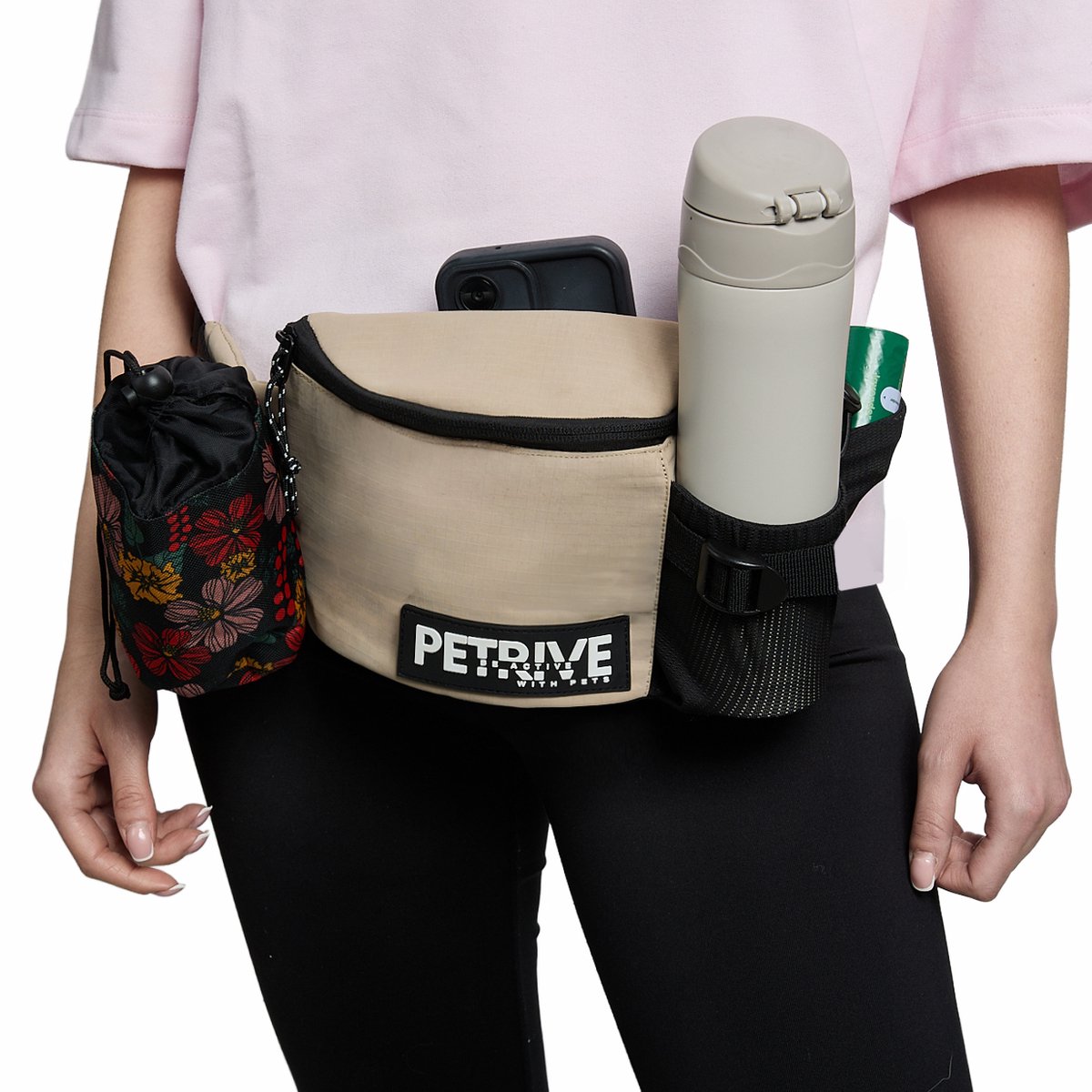 PETRIVE ESBAG Trainingstas voor Hond – Beloningstas met Opbergvakken – Voor Hondensnacks en Accessoires – Beige