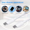 USB-C naar USB-C kabel voor diverse apparatuur: smartphone, tablet, powerbank en laptop. Breed inzetbaar.