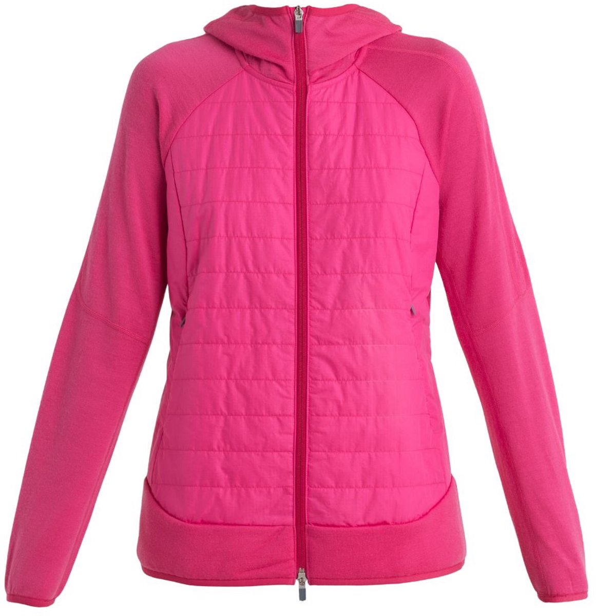 Icebreaker Quantum Hybrid Jacket Dames – Merino Wollen Midlayer Jas met Capuchon – Lichtgewicht Outdoor & Hiking Tussenlaag Roze