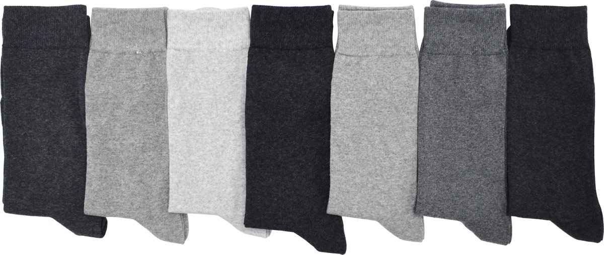 Inter Socks - Heren sokken - 7 paar - assortiment grijs - maat 39/42 - hoogwaardige katoen