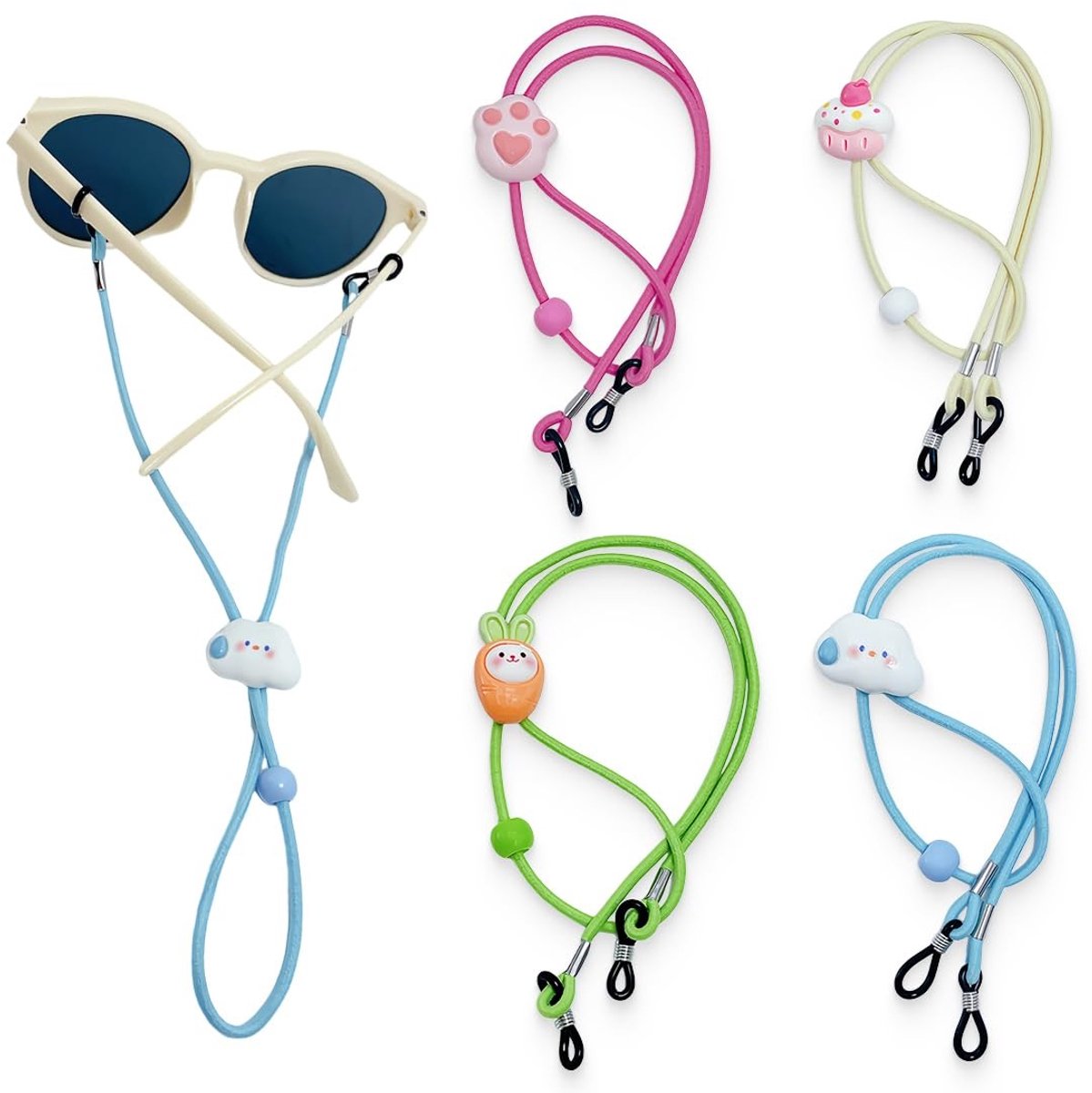 Dailygoods- Brillenband Verstelbaar 4 Stuks - Brillenkoord Sport - Antislip - Duurzaam - Geschikt voor Jongens/Meisjes - Hoogwaardig Nylon/Siliconen - Brilkoord