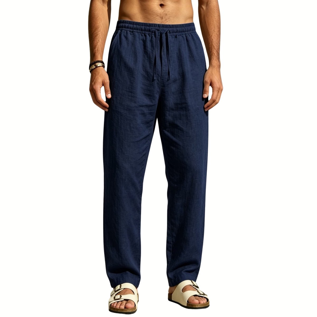 Currero Linnen Broek Heren - Zomerbroek - Volwassenen - Lange Broek - Pantalon - Strandbroek - Zomer - Ibiza Stijl - Marineblauw XXL