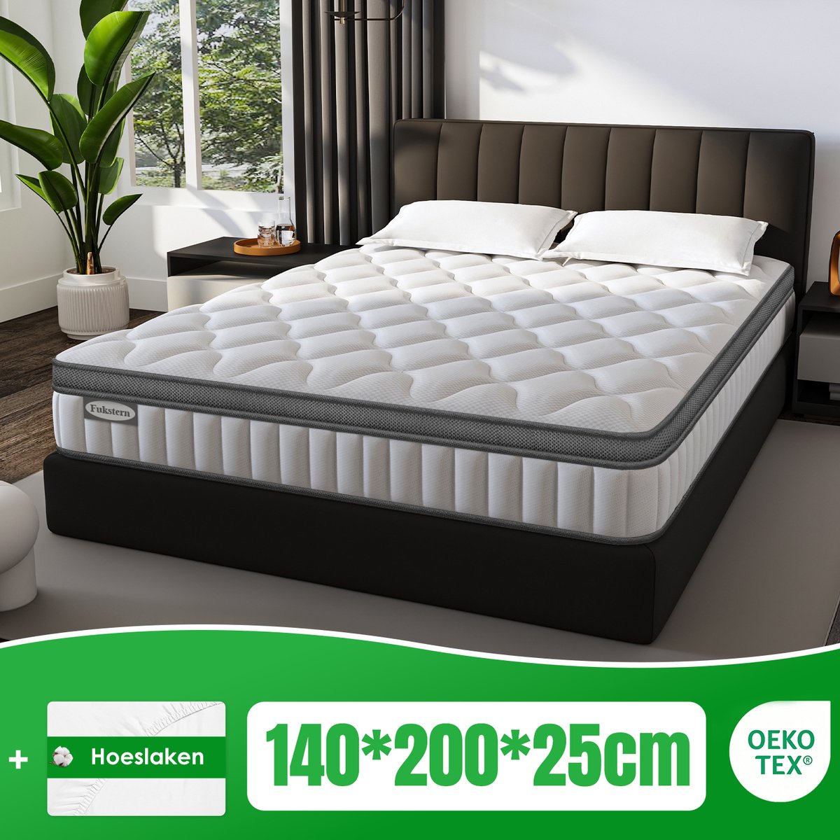 Matras 140x200 - matras 25cm dik - 7 zones - pocketvering matras - Orthopedisch - OEKO-TEX Gecertificeerd - 10 Lagen Hoogwaardige Materialen - Anti-Allergische - Tweepersoonsmatrassen - medium - Voor Kinderen en Volwassenen