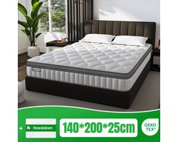 Matras 140x200 - matras 25cm dik - 7 zones - pocketvering matras - Orthopedisch - OEKO-TEX Gecertificeerd - 10 Lagen Hoogwaardige Materialen - Anti-Allergische - Tweepersoonsmatrassen - medium - Voor Kinderen en Volwassenen
