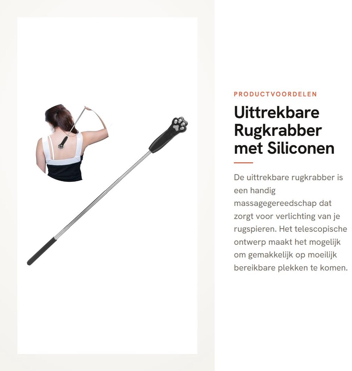 Dailygoods- Rugkrabber Uittrekbaar - Massage Apparaat - Roestvrij Staal - Siliconen - Telescopisch - 62,5 cm Uitbreidbaar - Massageapparaat