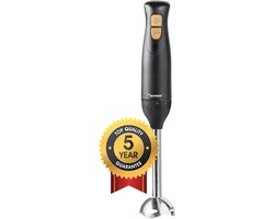 Bestron Staafmixer 600W - ASM600BW - 2 Snelheden met turbo - Vaatwasser bestendig - Zwart/hout - 5 jaar garantie