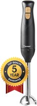Bestron Staafmixer 600W - ASM600BW - 2 Snelheden met turbo - Vaatwasser bestendig - Zwart/hout - 5 jaar garantie