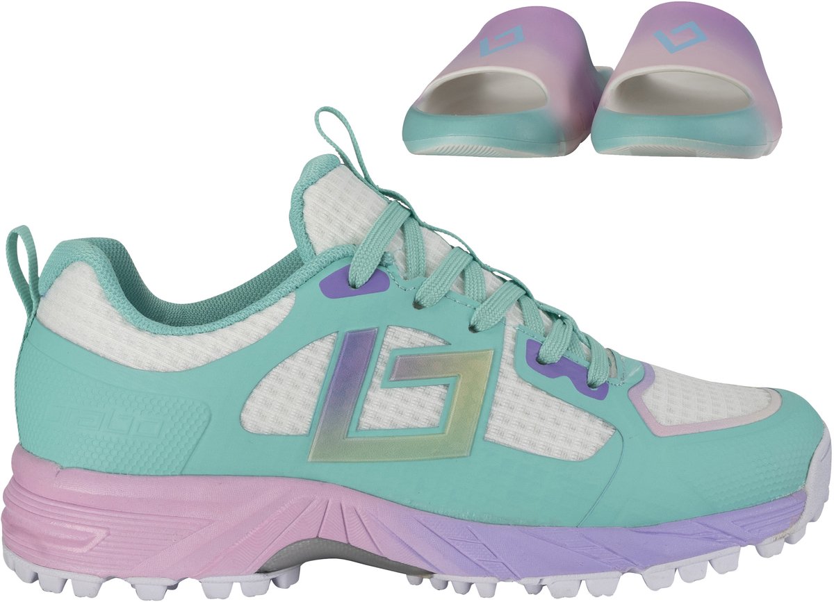 Brabo Tribute Junior Turf Hockeyschoenen Aqua/Tie Dye met Slides