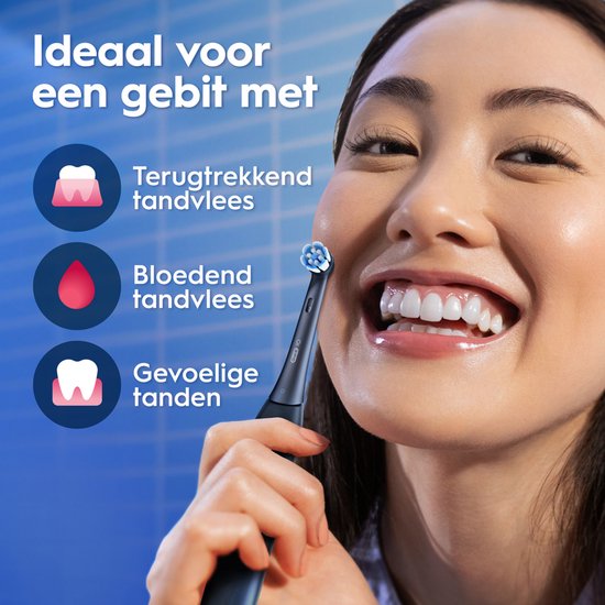 Vrouwen met terugtrekkend tandvlees, bloedend tandvlees of gevoelige tanden gebruiken de Oral-B iO.