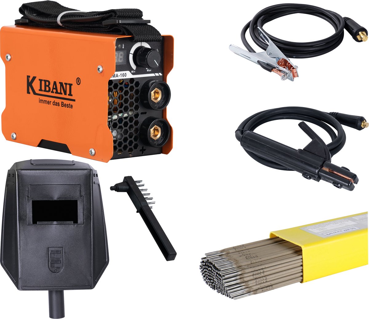 Kibani Lasapparaat MMA160 incl. 2 kg laselektroden - Elektrode Lasapparaat tot 3.2 mm - IGBT-Inverter-Technologie - Compact en Lichtgewicht - Elektrisch Lasapparaat 220V - MMA / Stick