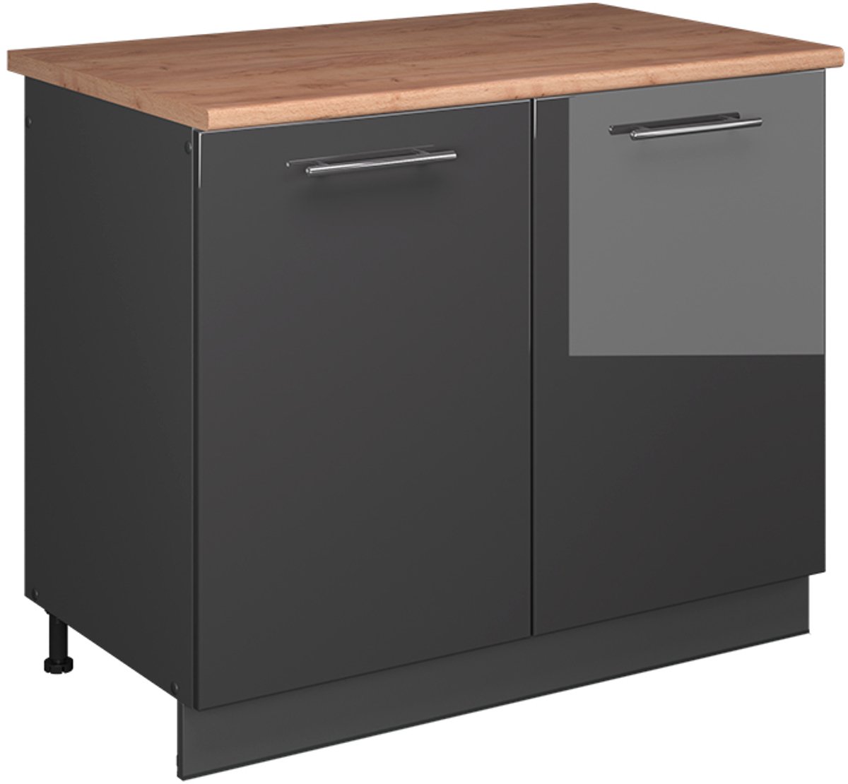 Vicco Wastafelkast Fame-Line, Antraciet Hoogglans/Antraciet, 100 cm, WB Eik