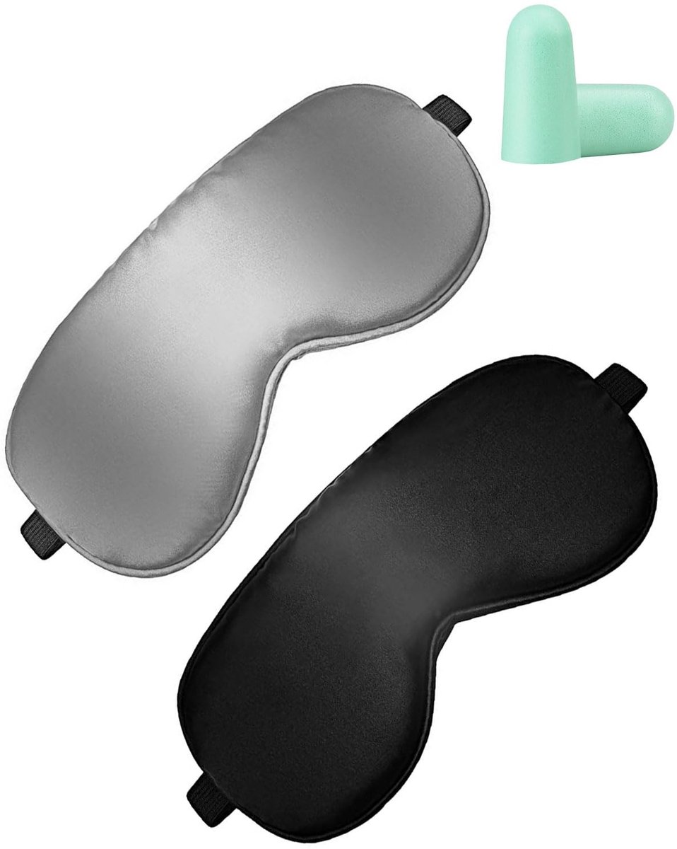 Dailygoods - Zijden slaapmasker - Oogmasker met oordopjes - Comfortabel ontwerp - Lichtgewicht - Huidvriendelijk - Stressvermindering - Ideaal voor ee...