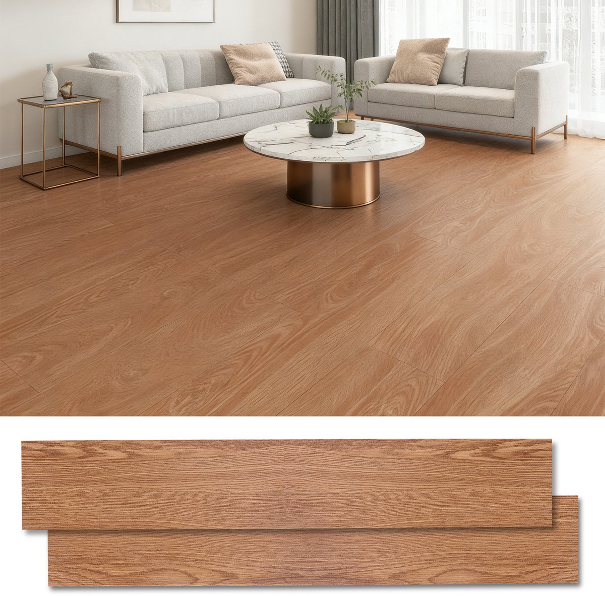 Lemonmax Zelfklevende PVC vloer - vinyl vloertegels houtlook waterdicht - voor keuken woonkamer en hal - 5 m² 36 stuks 2 mm - Houtnerf bruin