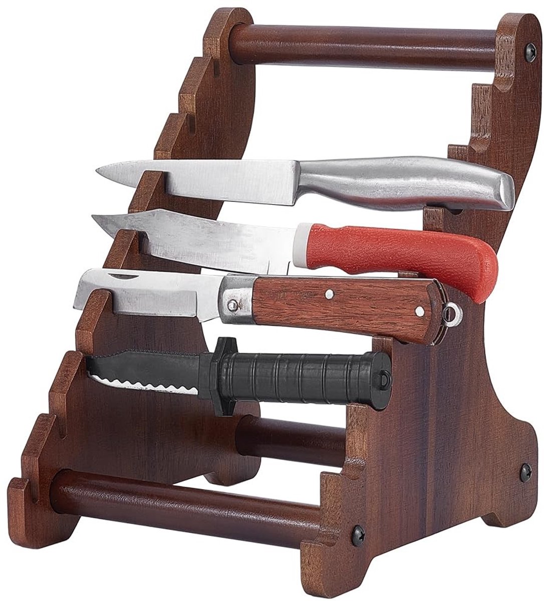 Dailygoods - Houten Messen Display Stand - 8 Tier Messen Blok en Vitrine voor Woondecoratie