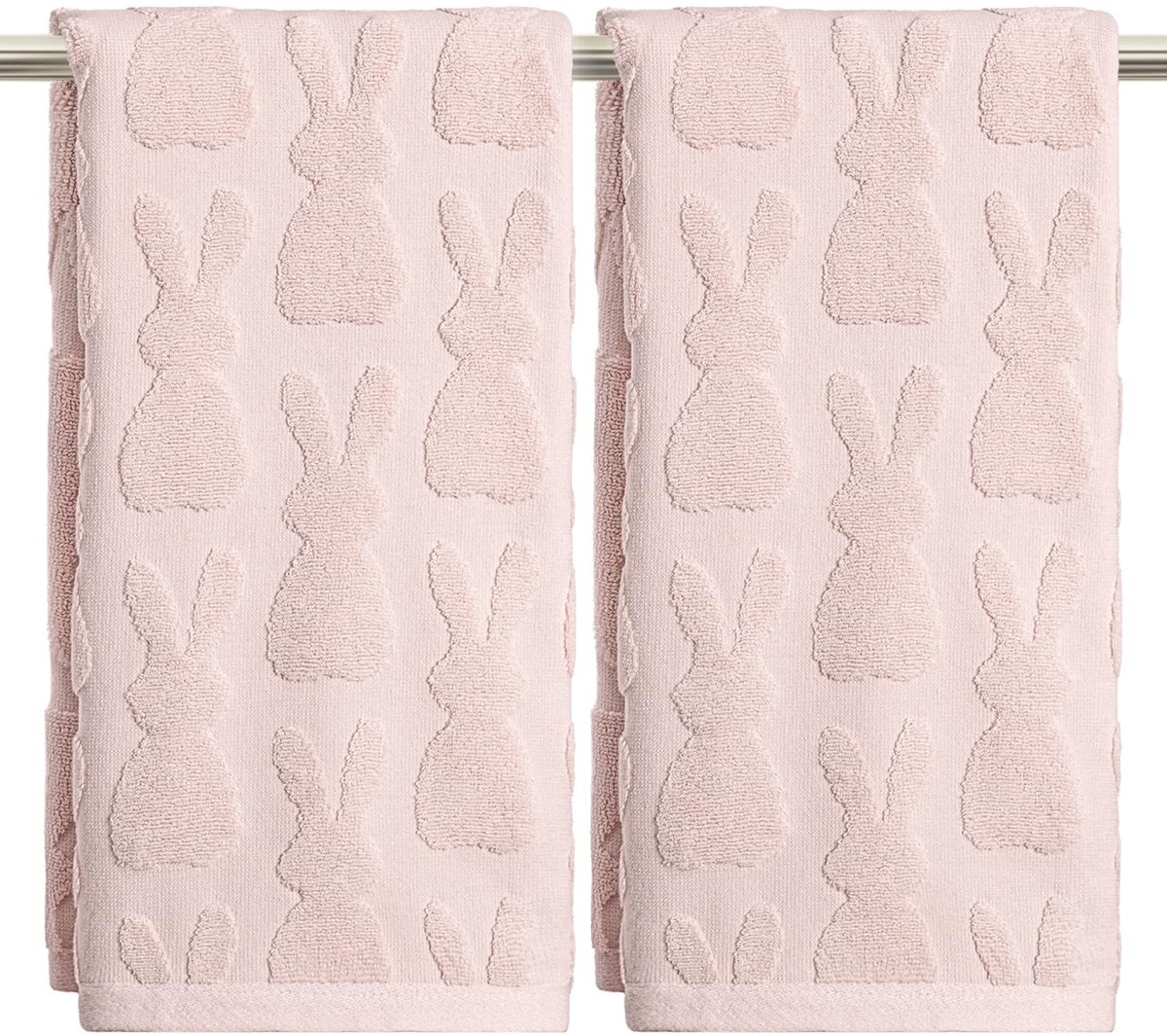 Dailygoods - Set van 2 Roze 3D Konijntjes Handdoeken - Zacht en Absorberend Katoen