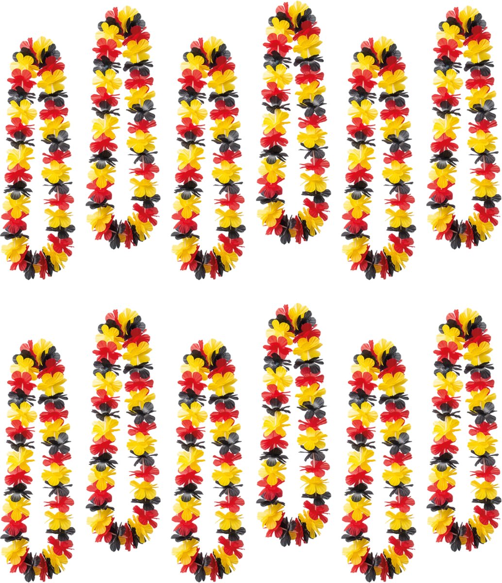 240x Hawaï Bloemenkrans Zwart-Rood-Geel – Hawaïaanse Lei – Voordeelverpakking (240 stuks) – Themafeest, Duitsland & België supporters versiering