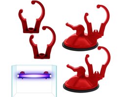 Aquarium Zuignap Clip - Aquariumklem Verwarmer - Aquarium Organiseren - Sterke ABS Klem - 2.2-3.6 cm Diameter - Rood