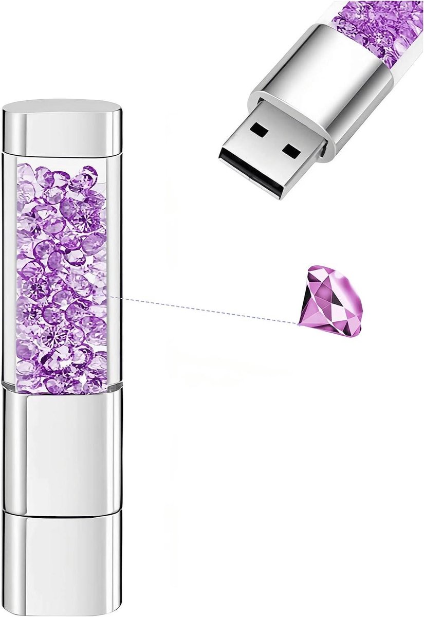 USB Flash Drive - Geheugenschijf Opslagstick - Bestanden Opslaan - Lippenstift Design - 64 GB - Paars