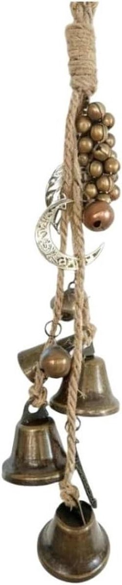 Hennep Touw Bel - Tuin Decoratie Bel - Veranda Aankleding - Handgeweven Touw - 36 cm - Brons