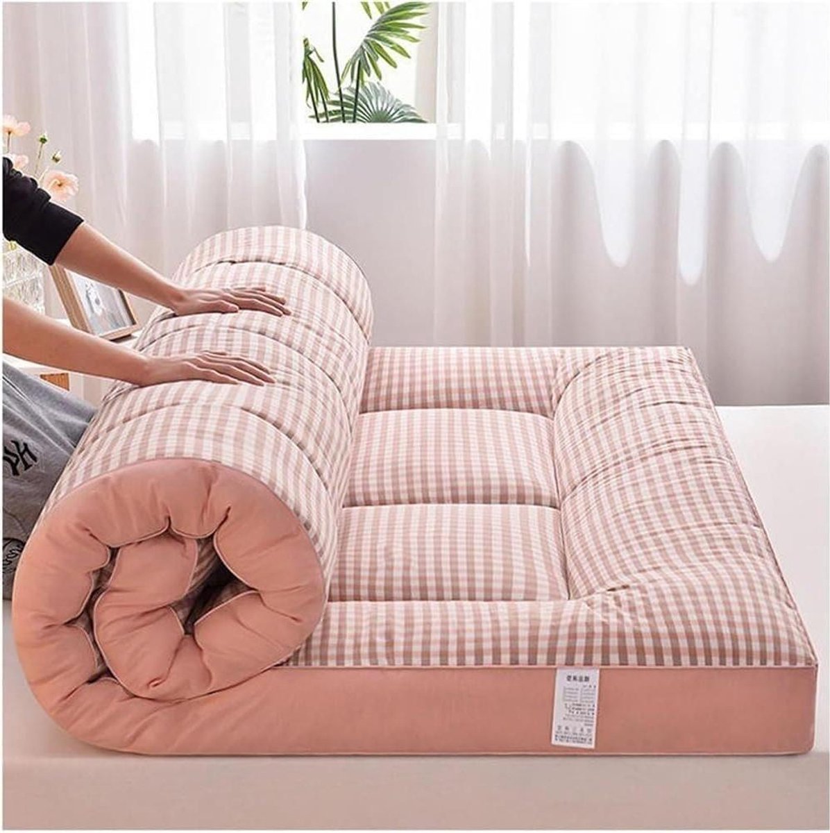 Japanse futonmatras - Vloerbed opvouwbaar - Comfortabel slapen - Dichtere vulling - Niet gespecificeerd - Rosé
