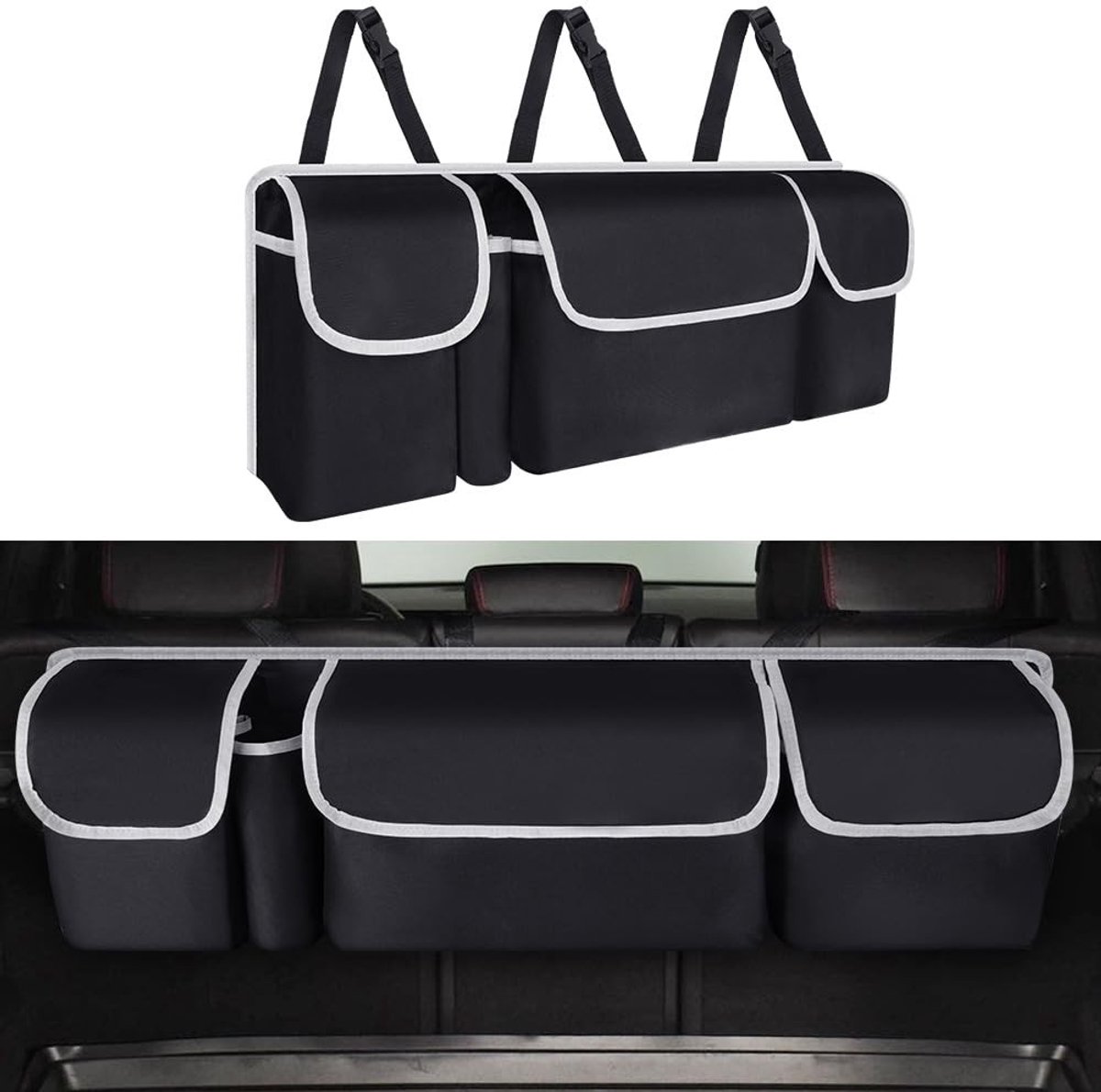 Dailygoods- Kofferbakopslag opvouwbaar - Waterdichte Organizer - 4 Vakken - Geschikt voor SUV/Vrachtwagen - 60 Liter Inhoud - 90 cm x 25 cm x 12 cm - Kofferbaktas