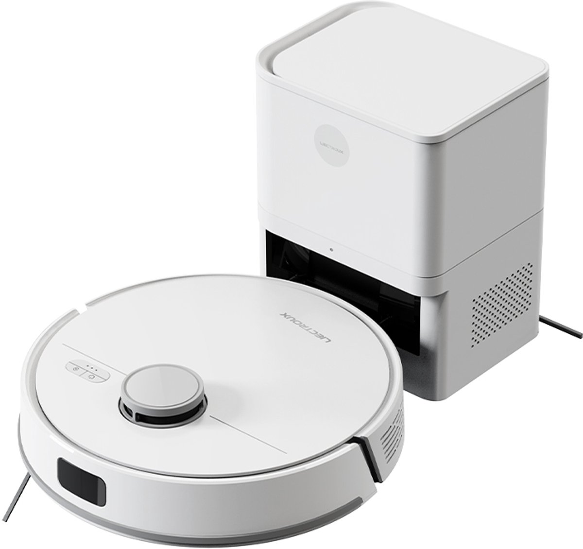 Robotstofzuiger Met Dweilfunctie - 5000 Pa Zuigkracht - Leegt Automatisch - 3-In-1 Dweilrobot - LDS LiDAR Navigatie - Voor Tapijt En Harde Vloeren - Wit