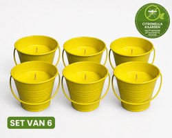 Set van 6 Citronella Emmerkaarsen Geel - Anti Muggen Kaarsen Γ 8 cm