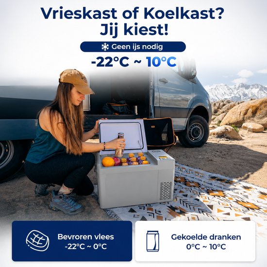 Compressor Koelbox 20L met Vriesfunctie - Elektrische Koelbox 12V/24V Grijs — afbeelding 4