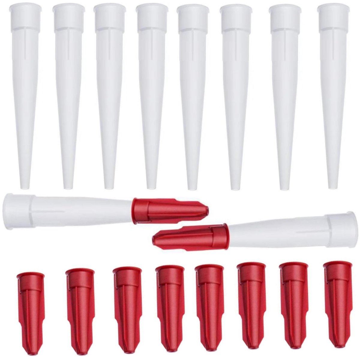 Dailygoods- Spuitmonden 10 stuks - Doppen/Sproeiers - Siliconen - Accessoires voor cartridgepers - Kunststof - 10,5 x 1,5 cm - Cartridge Tips